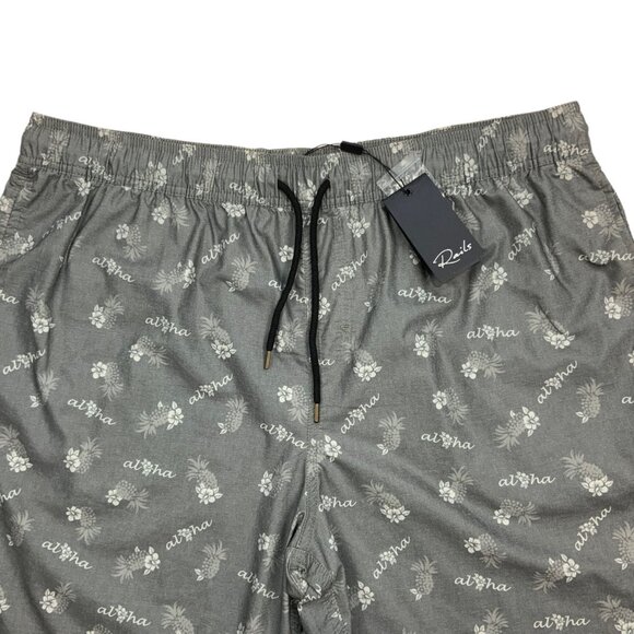 Rails Aloha Pineapple Kian Swim Trunks Short 2XL XXL Kian Gray NEW - Picture 6 of 12
